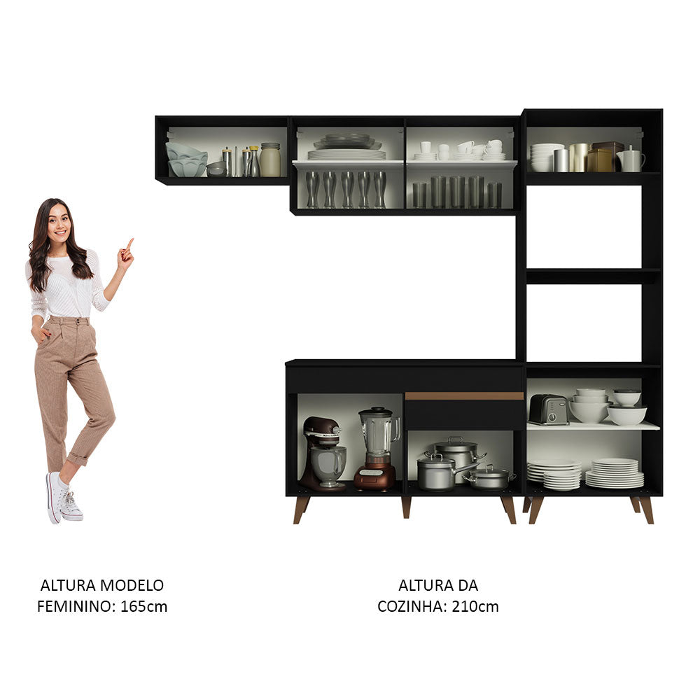 Cocina Integral 260cm Negro Reims 08