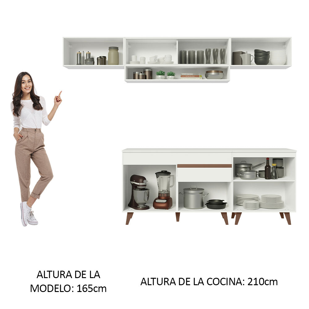 Cocina Integral 260 x 52 cm 8 Puertas 1 Cajón Blanco Reims Madesa 11
