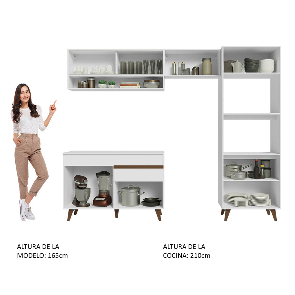 Cocina Integral 260 x 52 cm 8 Puertas 1 Cajón Con Mueble para Horno Blanco Reims Madesa 12