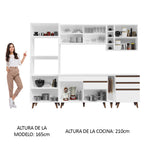 Cocina Integral 270 x 52 cm 8 Puertas 4 Cajones Con Mueble para Horno Blanco Reims Madesa 01