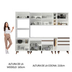 Cocina Integral 270 x 52 cm 8 Puertas 4 Cajones Con Mueble para Horno Blanco Reims Madesa 02