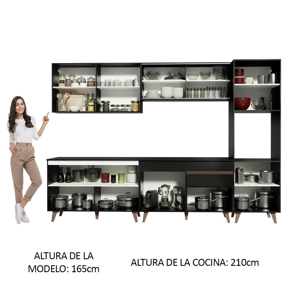 Cocina Integral 300cm Negro Reims Madesa 01