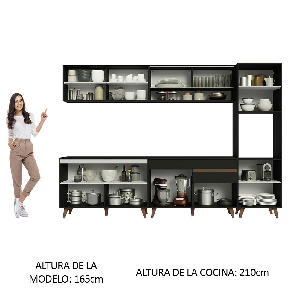 Cocina Integral 300cm Negro Reims Madesa 02