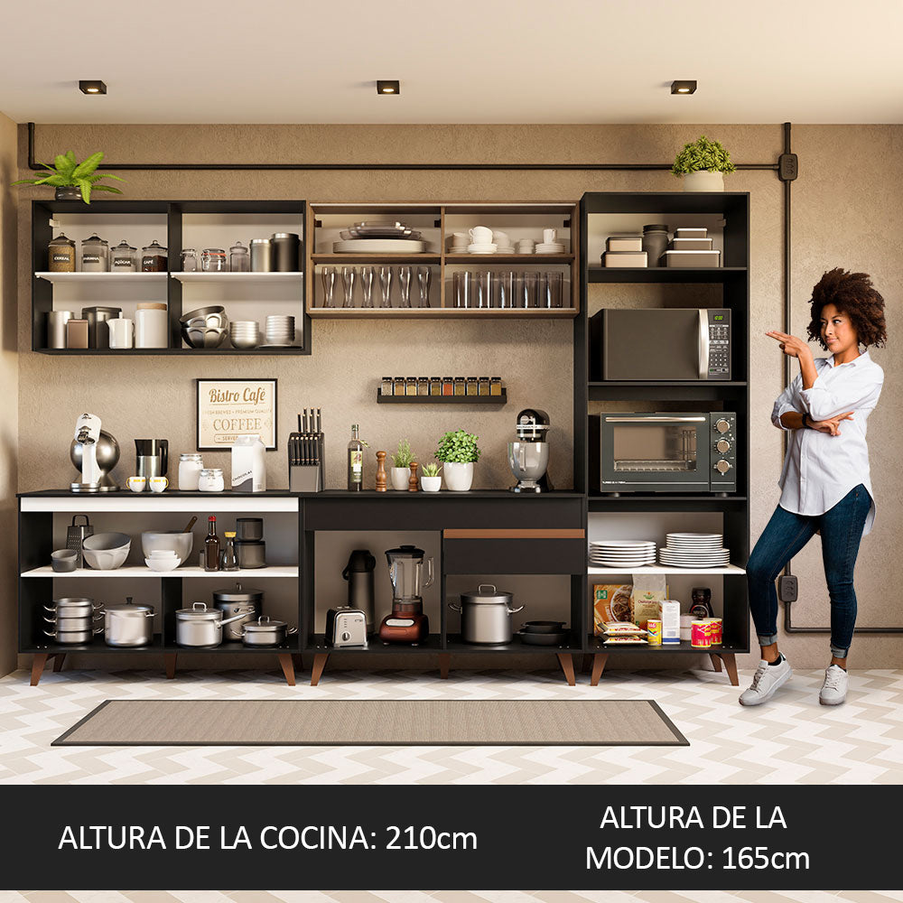 Cocina Integral 310 cm Reims Negro/Marrón 01