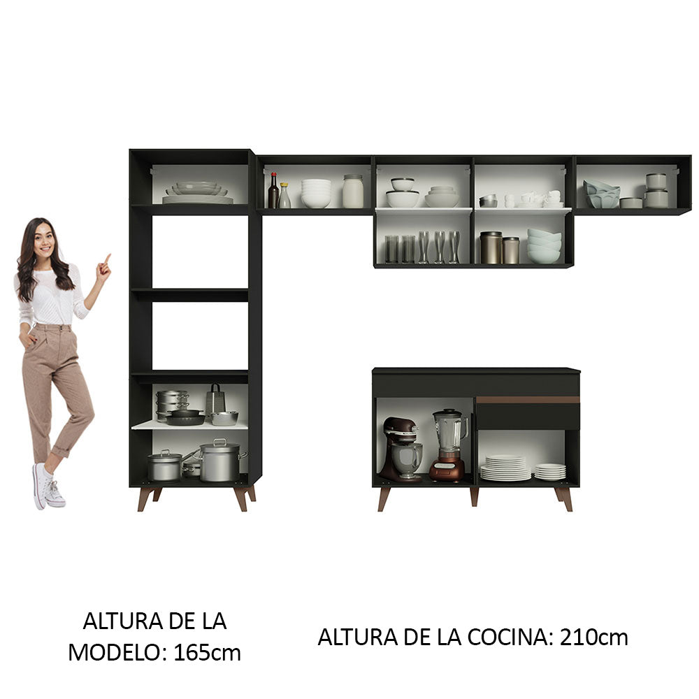 Cocina Integral 330cm Negro Reims 01
