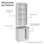 Kit Gabinete Bajo 2 Puertas y Vitrina 70 cm Blanco Stella Madesa