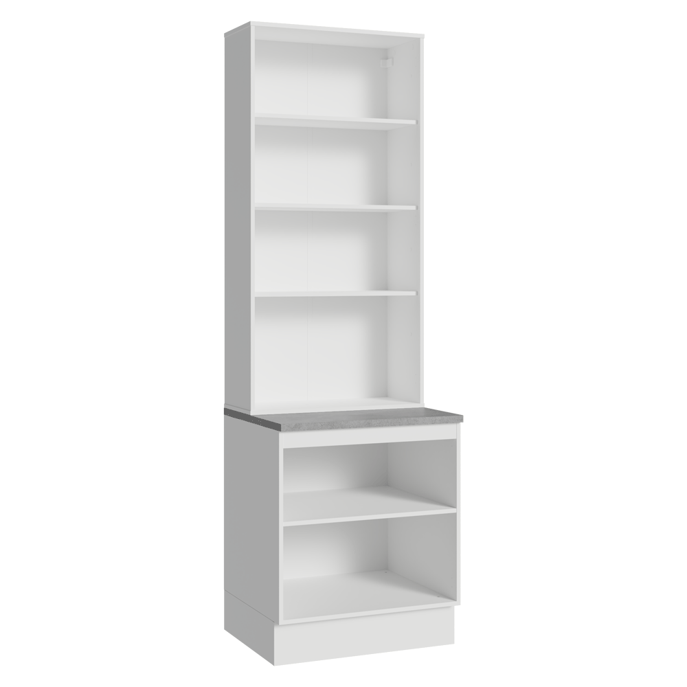 Kit Gabinete Bajo 2 Puertas y Vitrina 70 cm Blanco Stella Madesa