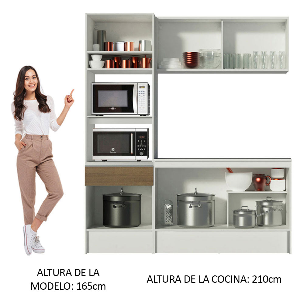 Cocina Compacta 180cm Blanco/Marrón Topazio 01
