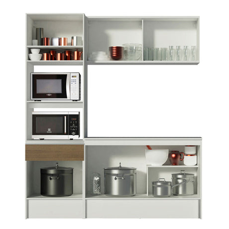 Cocina Compacta 180cm Blanco/Marrón Diamante Madesa 02