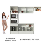 Cocina Integral 240 cm Con Mueble para Horno Blanco Topázio Madesa