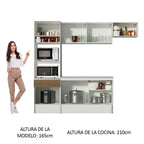 Cocina Integral 240 cm Con Mueble para Horno Blanco/Marrón Topázio Madesa