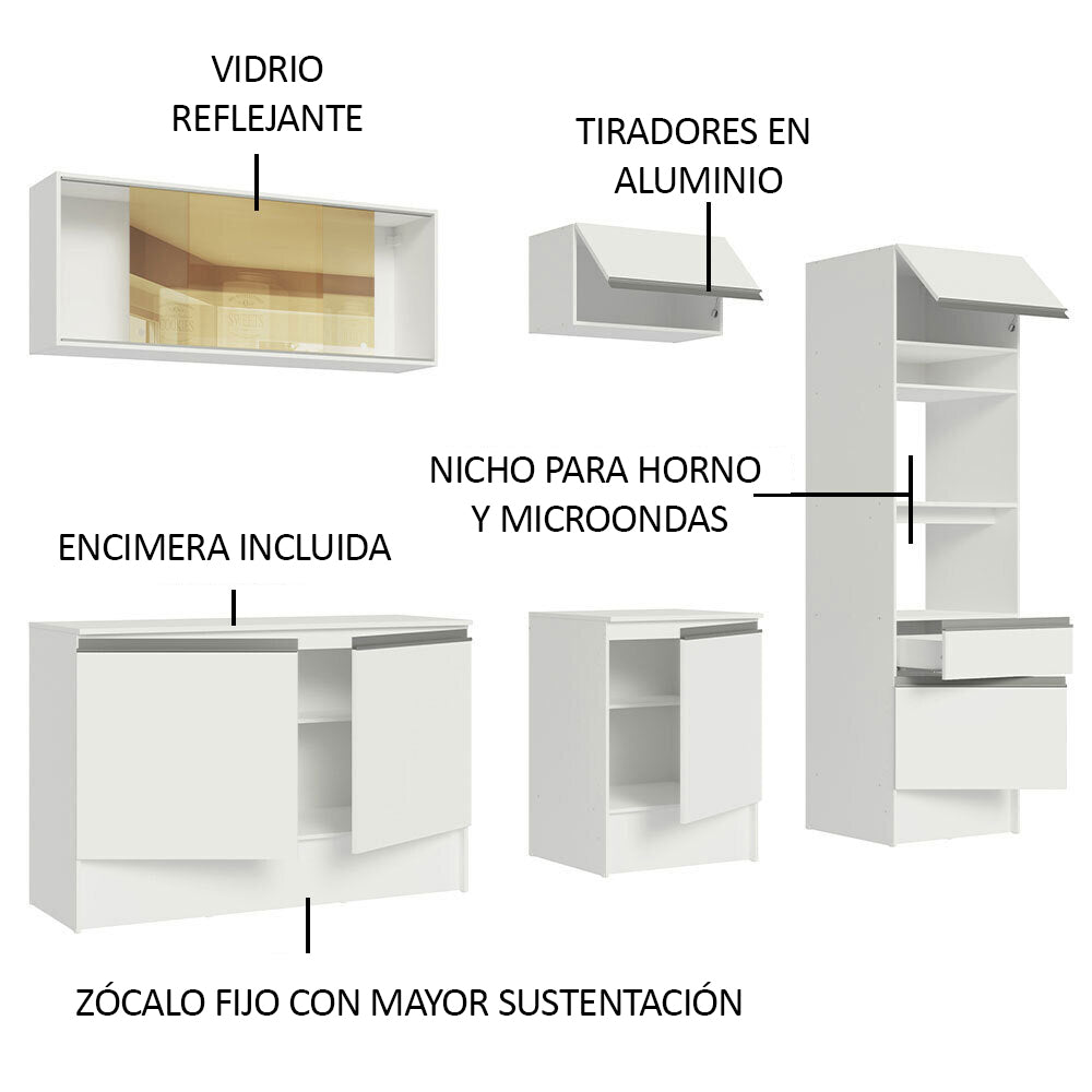 Cocina Integral 240cm Blanco Diamante 06