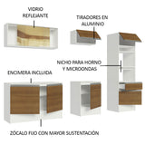 Cocina Integral 240cm Blanco/Marrón Diamante 06