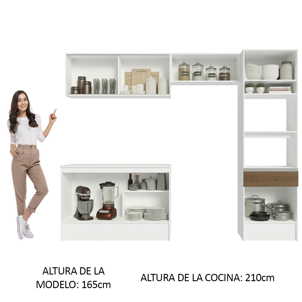 Cocina Integral 260 cm Con Mueble para Horno Blanco/Marrón Topázio Madesa