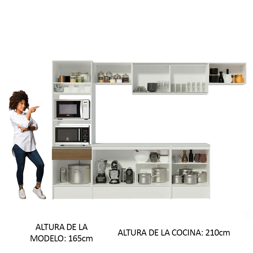 Cocina Integral 300cm Blanco/Marrón Diamante 02
