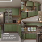 Cocina Compacta 200 cm Sin Encimera Marrón/Verde Vik Madesa