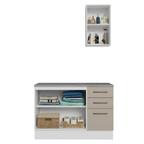 Kit Gabinete Bajo y Gabinete Superior para Baño 120 cm 3 Puertas 3 Cajones Blanco/Crema Agata Madesa