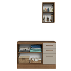 Kit Gabinete Bajo y Gabinete Superior para Baño 120 cm 3 Puertas 3 Cajones Marrón/Crema Agata Madesa