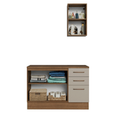 Gabinete para Baño 120 cm 3 Puertas 3 Cajones Agata Marrón/Crema 01