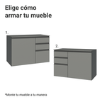 Gabinete para Baño Flotante 100 cm 1 Puerta 3 Cajones Gris Nice Madesa
