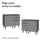 Gabinete Bajo para Baño 100cm 1 Puerta 3 Gavetas Gris Nice Madesa 04