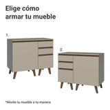 Gabinete Bajo para Baño de 100cm Con Patas 1 Puerta 3 Gavetas Crema Nice 04
