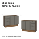 Combo Gabinete Bajo para Baño 110cm 3 Gavetas 3 Puertas Marrón/Gris Vik Madesa 01