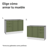 Combo Gabinete Bajo para Baño 110cm 3 Gavetas 3 Puertas Blanco/Verde Vik Madesa 01