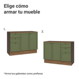 Combo Gabinete Bajo para Baño 110cm 3 Gavetas 3 Puertas Marrón/Verde Vik Madesa 01