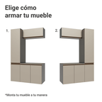 Kit Gabinete Bajo y Gabinete Superior para Baño 120 cm 5 Puertas Crema Nice Madesa