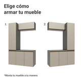 Gabinetes para Baño 120 cm, Sin Patas 5 puertas, Crema Nice 02