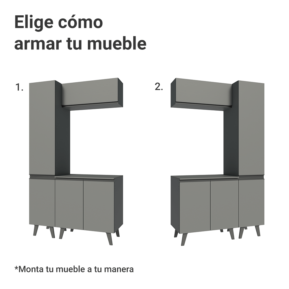Combo Gabinete Bajo para Baño 120cm 5 Puertas Gris Nice Madesa 03