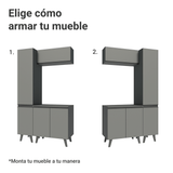 Combo Gabinete Bajo para Baño 120cm 5 Puertas Gris Nice Madesa 03