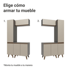 Kit Gabinete Bajo y Gabinete Superior para Baño 120 cm 5 Puertas Crema Nice Madesa
