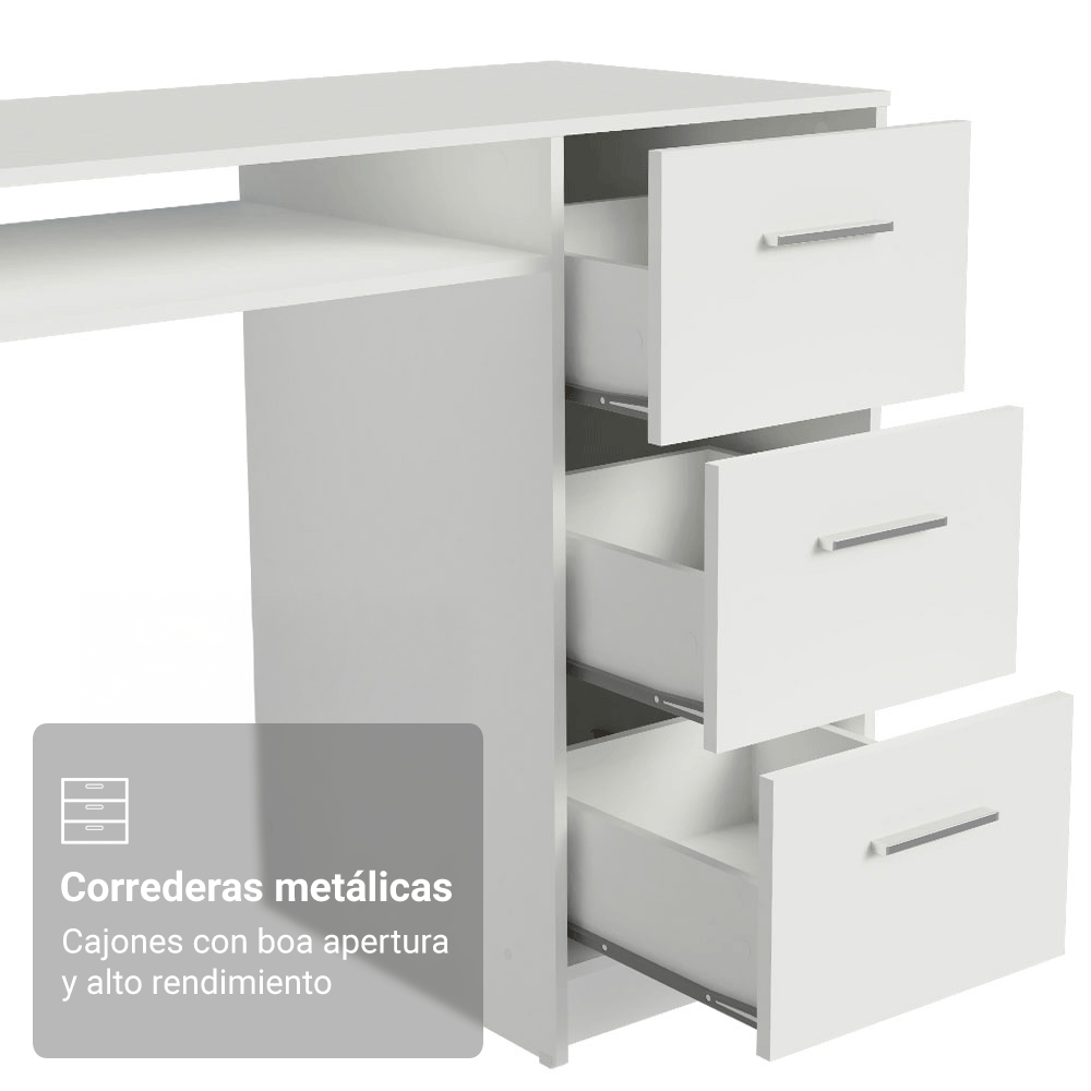 Tocador 136 cm 1 Puerta 3 Cajones Blanco Madesa
