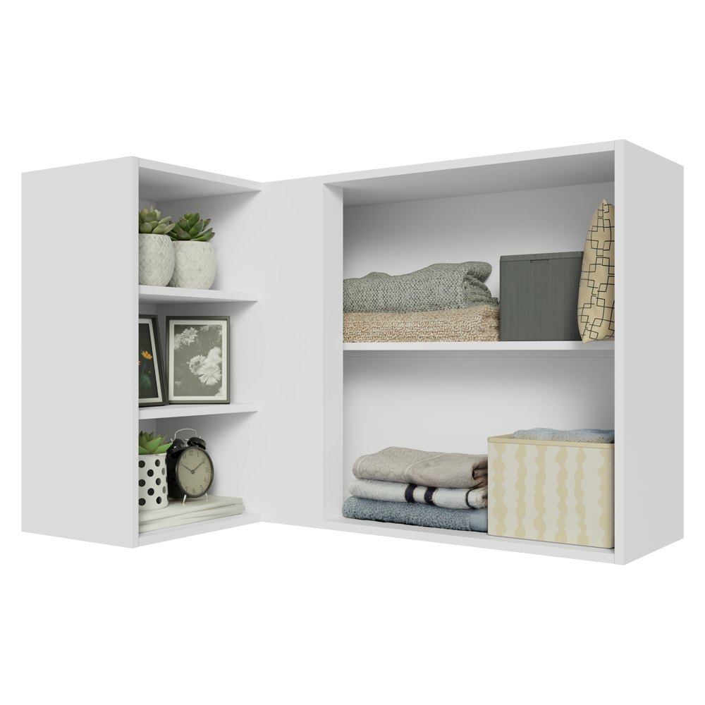 Gabinete Superior Esquinero para Recámara 166 cm 1 Puerta 3 Nichos Blanco Neo Madesa