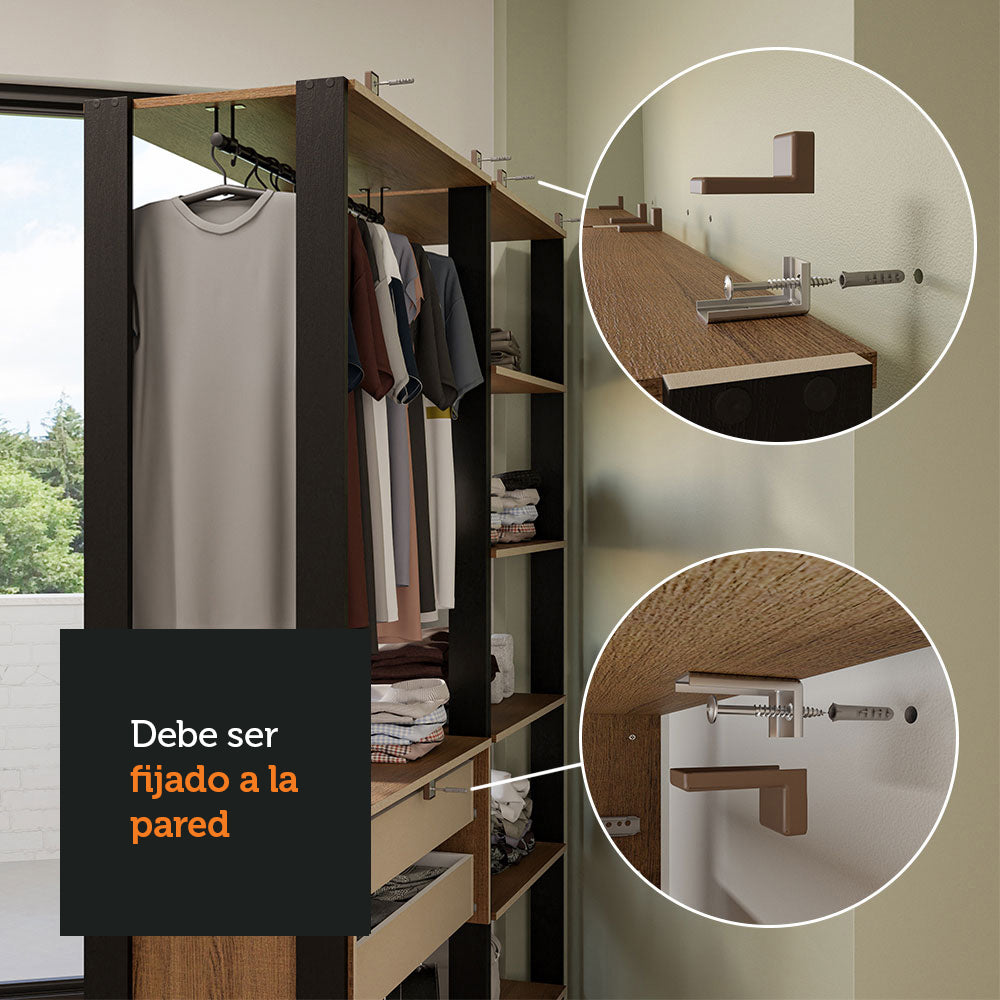 Clóset Modular Valencia 2 Cajones 129cm Marrón/Negro