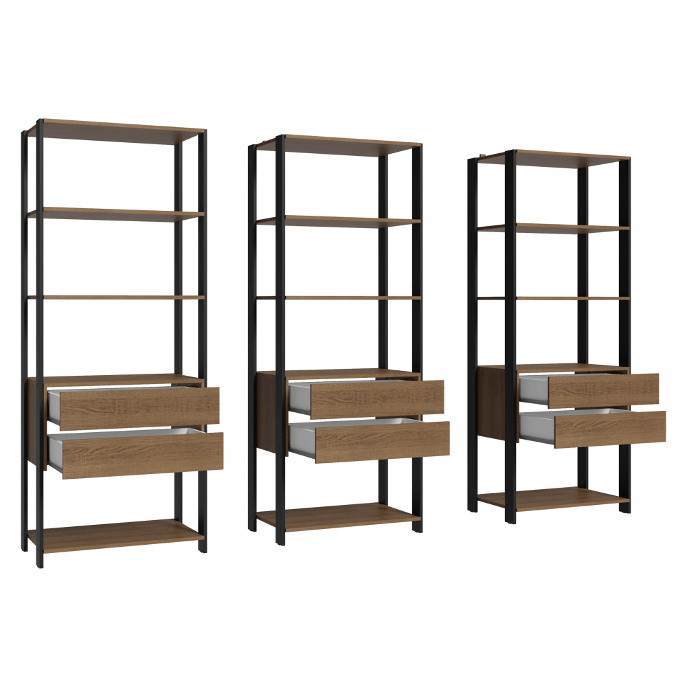 Clóset Modulado 6 Cajones 12 Niveles 210cm Marrón/Negro Valencia