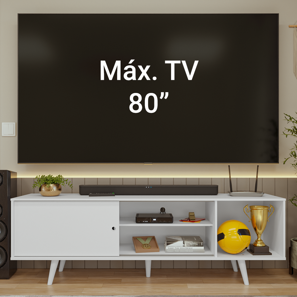 Mueble para TV hasta 80 Pulgadas 160cm con patas Blanco Torino Madesa
