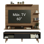 Kit Panel para TV hasta 60 Pulgadas y Rack 180 cm Marrón/Negro Reims Madesa