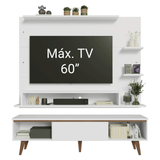 Mueble con Panel para TV hasta 60 Pulgadas 180 cm con patas Blanco/Marrón Reims Madesa