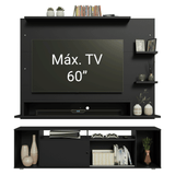 Mueble con Panel para TV hasta 60 Pulgadas 180 cm Negro Cancun Madesa