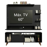 Mueble con Panel para TV hasta 60 Pulgadas 180 cm con patas Negro/Marrón Cancun Madesa