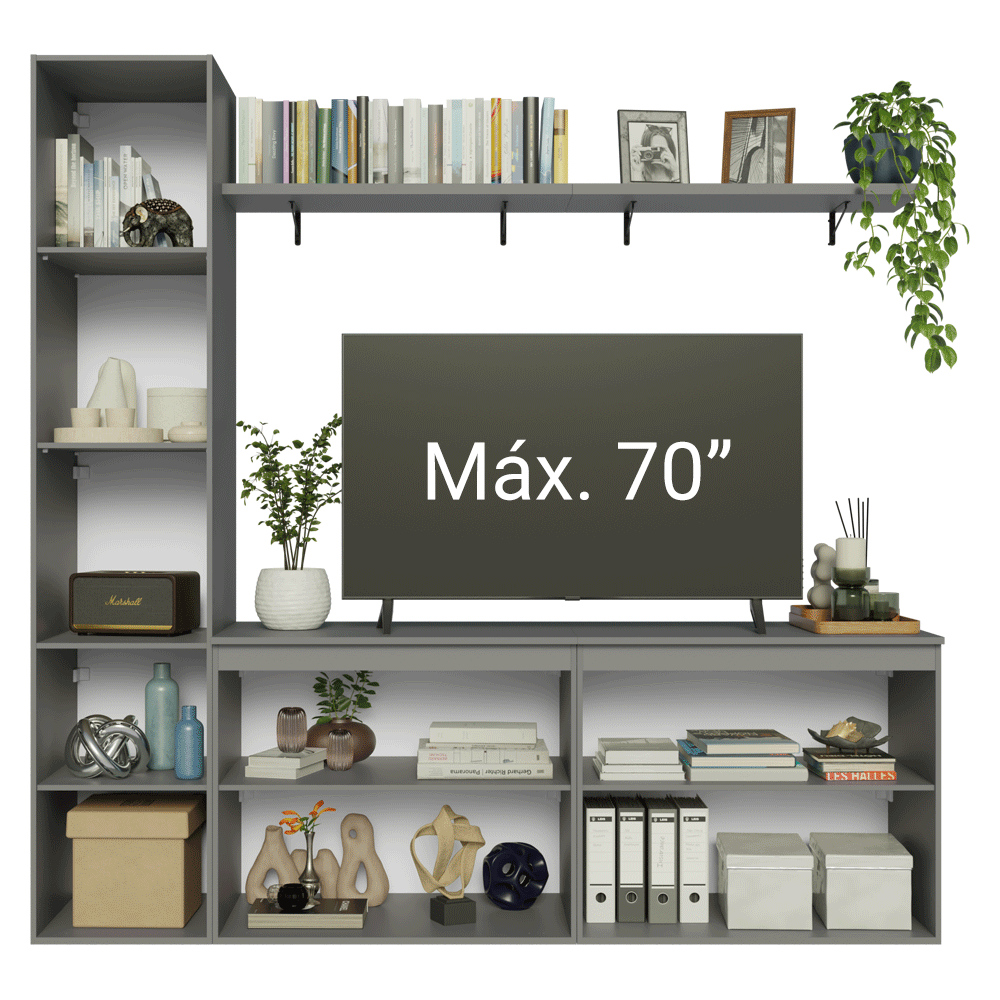 Mueble para TV hasta 70 Pulgadas 200 cm Sin Patas Nice Gris 01