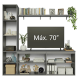 Mueble para TV hasta 70 Pulgadas 200 cm Sin Patas Nice Gris 01
