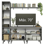 Mueble para TV hasta 70 Pulgadas + Repisa 200cm Gris Nice Madesa 02