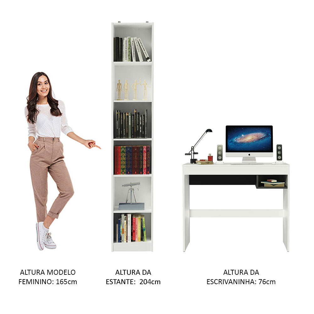 Kit Escritorio y Estante Multiuso Blanco Madesa