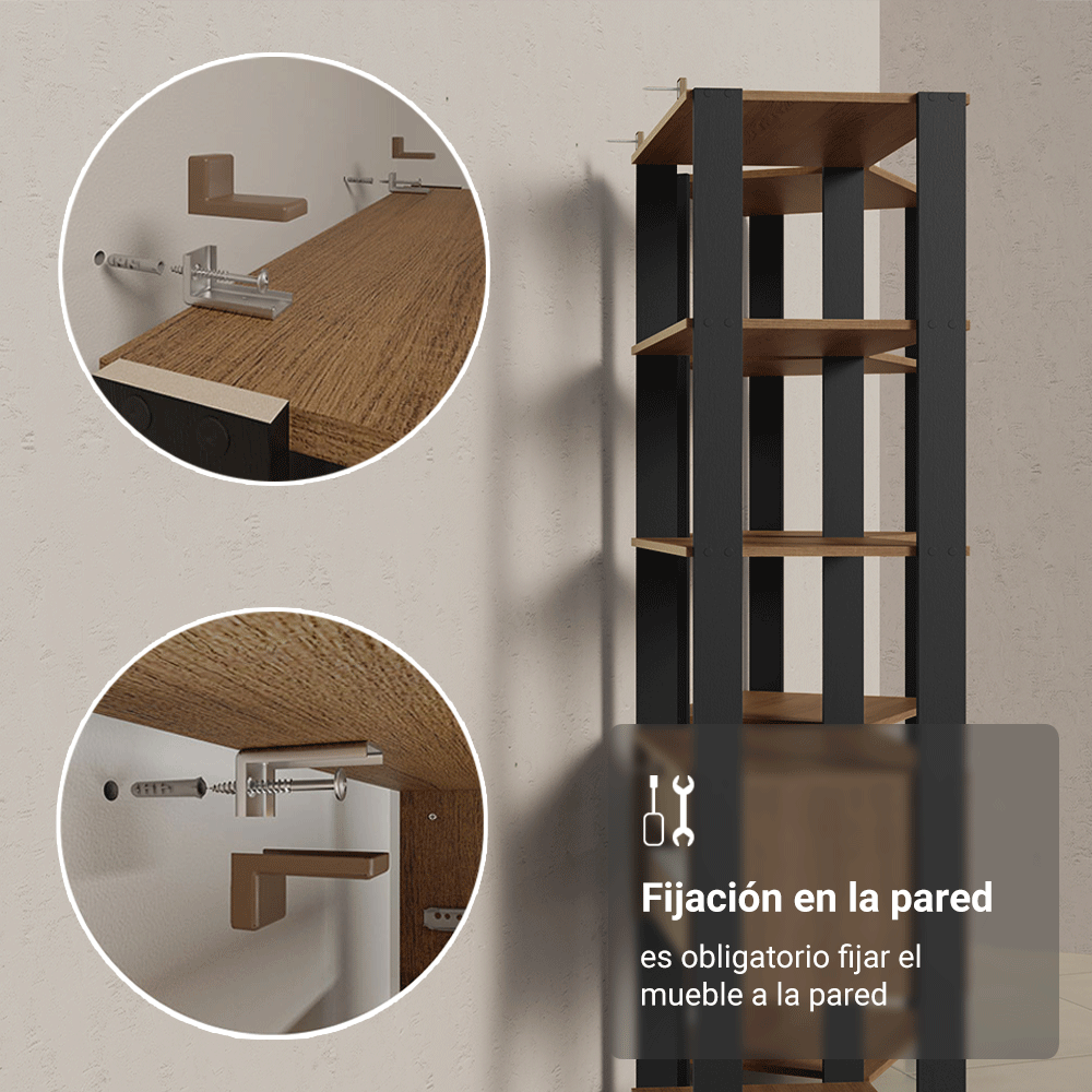 Estante Armario Multiuso para Escritorio 118cm 10 Repisas Marrón/Negro Madesa