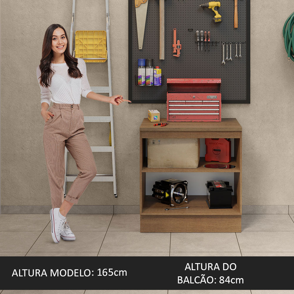 Gabinete Bajo Multiuso 80 cm 2 Puertas Marrón/Gris Agata Madesa