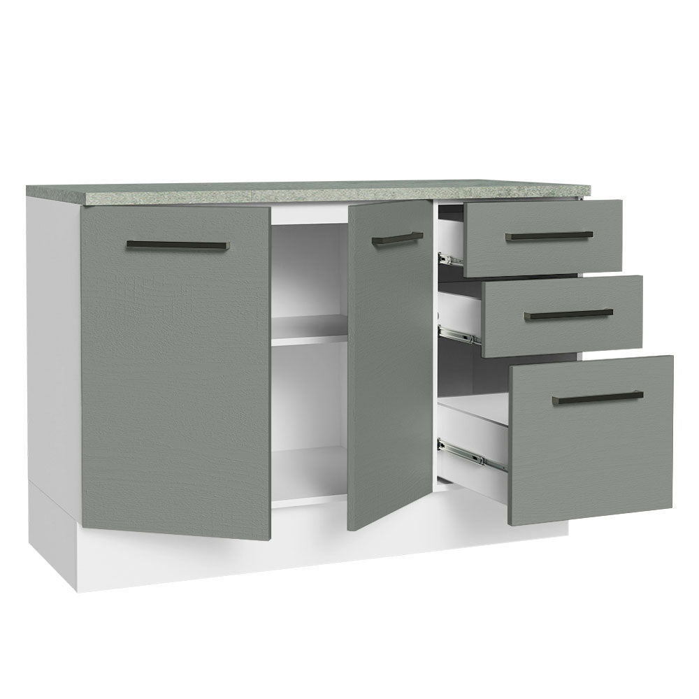 Gabinete Bajo Multiuso Garaje 120cm (con Encimera) Blanco/Gris